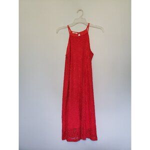 Maurices Womens M Tank Mini Dress Sleeveless Red Floral Lace Spaghetti Strap